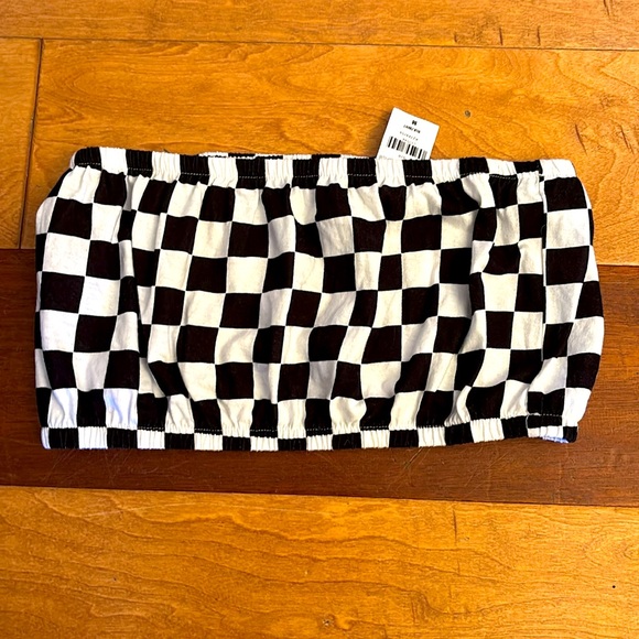 Emma & Sam | Black & White Checkered Cotton Tube Top Retro Classic Top NWT - Picture 8 of 9